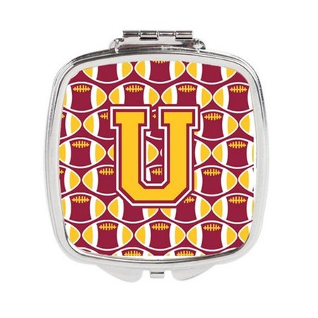 CAROLINES TREASURES Letter U Football Maroon and Gold Compact Mirror CJ1081-USCM